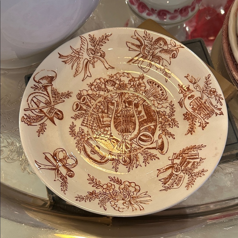 Antique Aesthetic Movement Brown Transferware Saucers - Picture 5 of 5